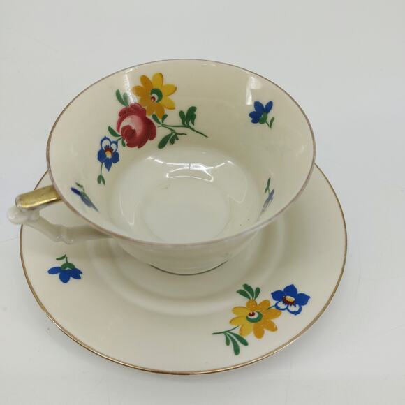 Durocor Bavaria Tea Cup & Saucer Floral Gold Trim - Picture 6 of 11